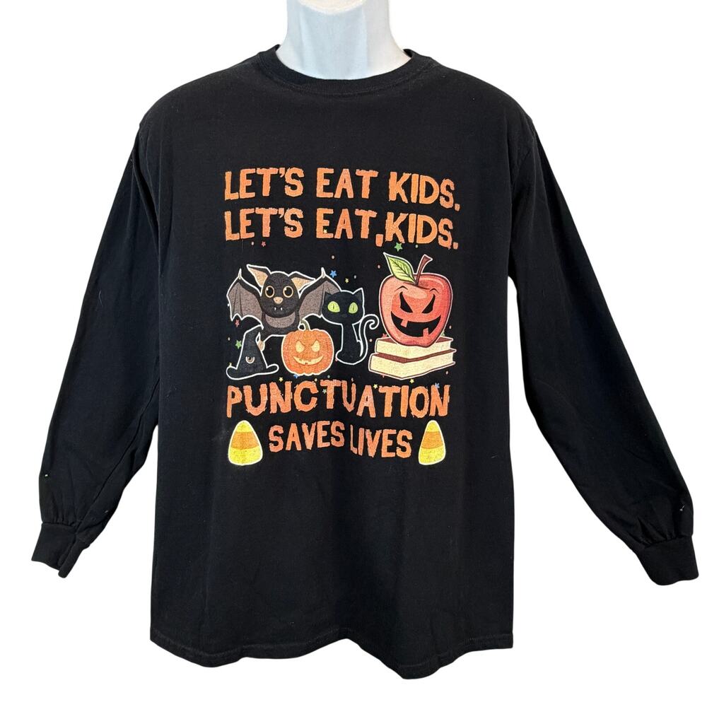 Scary Cute Kawaii Halloween Joke T-Shirt for English Teachers Moms Size Medium